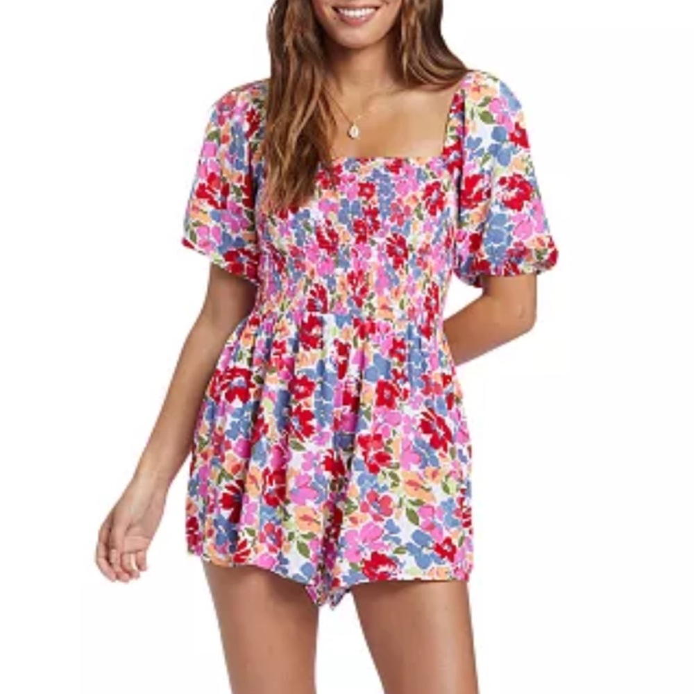 Roxy Juniors' Barefoot Babe Floral-Print Multicolor Romper Medium/10